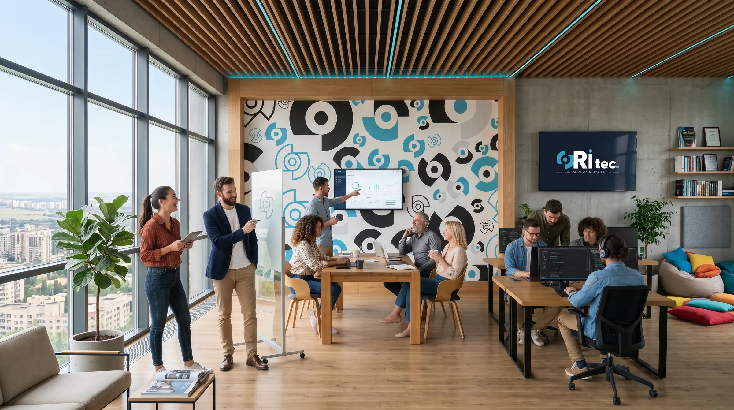 The ORI tec. team collaborating in the office